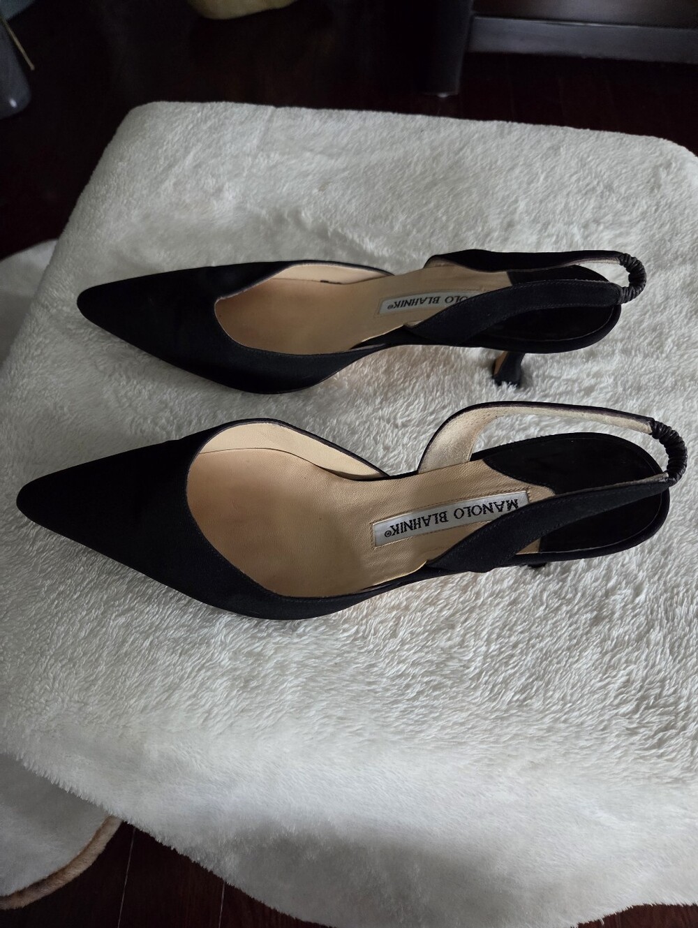 Manolo Blahnik Black Pointed Slingback Pumps Size 7